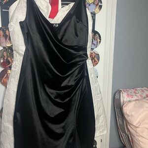 Elegant Black Satin Dress